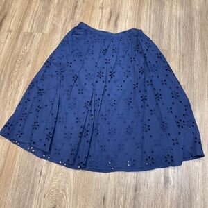 J. Crew Dark Blue Eyelet A-Line Skirt